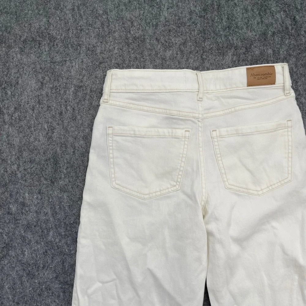 Abercrombie Wide Leg Jeans Kids 13/14 High Rise White Braided Pocket Trim New
